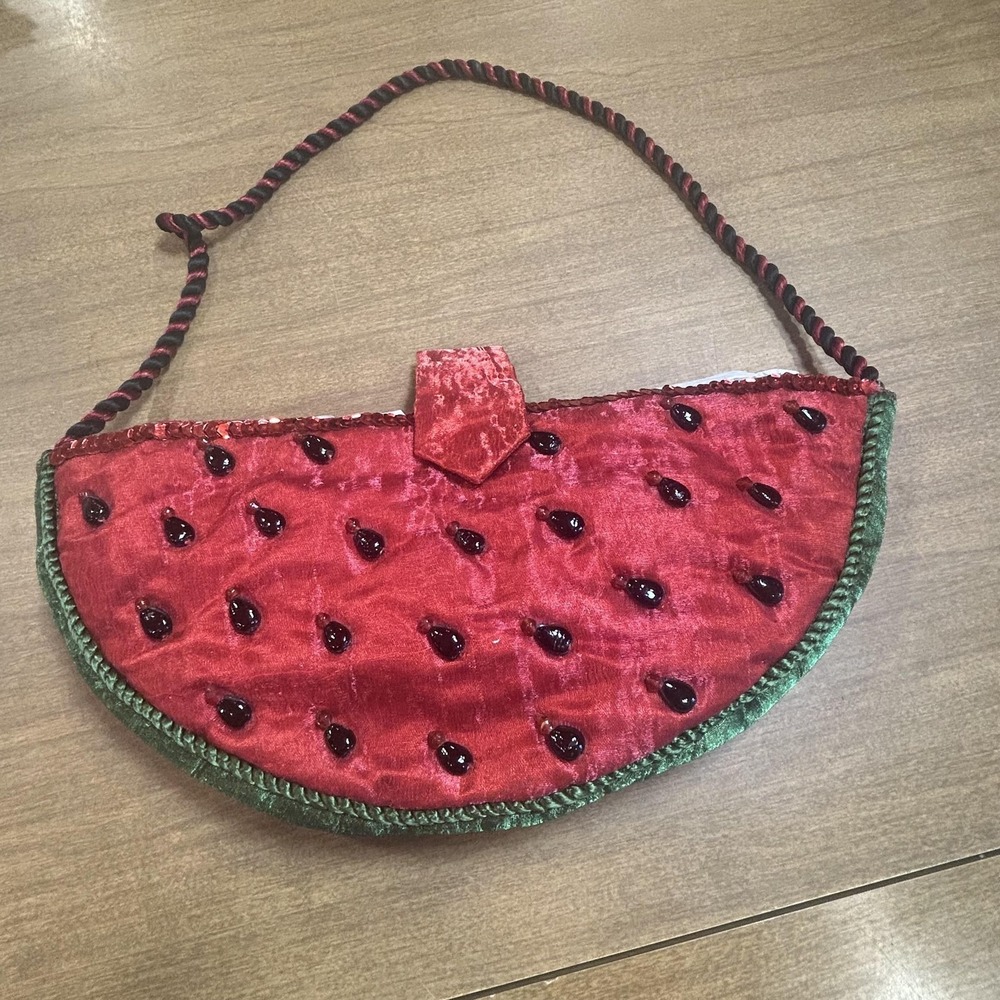 Katherine's Collection Shoulder Bag Womens Medium Red Watermelon Beaded Purse